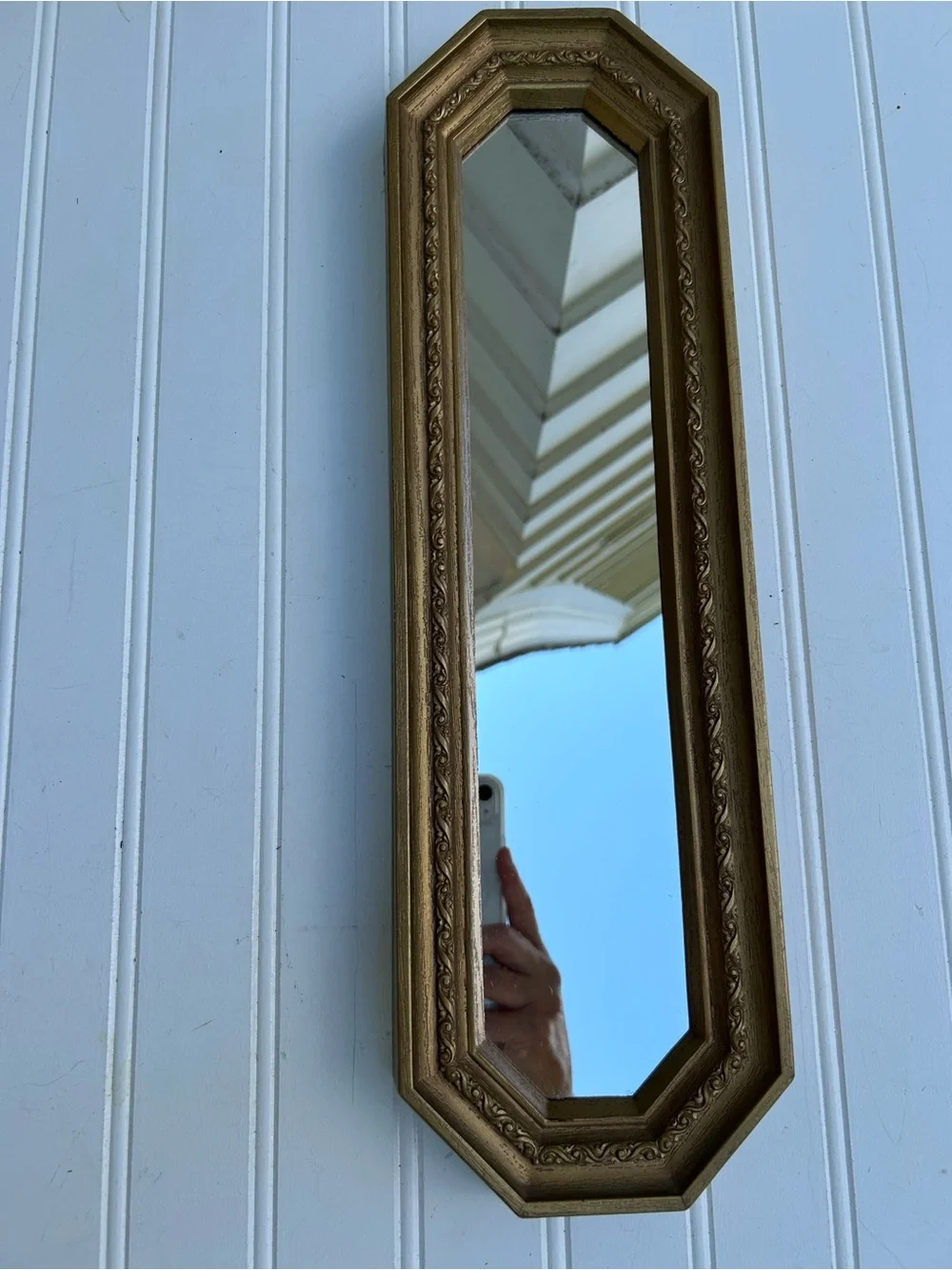 Vintage Mirror Gold Ornate Narrow Gallery Wall Scroll Edge Home Accent 18x5